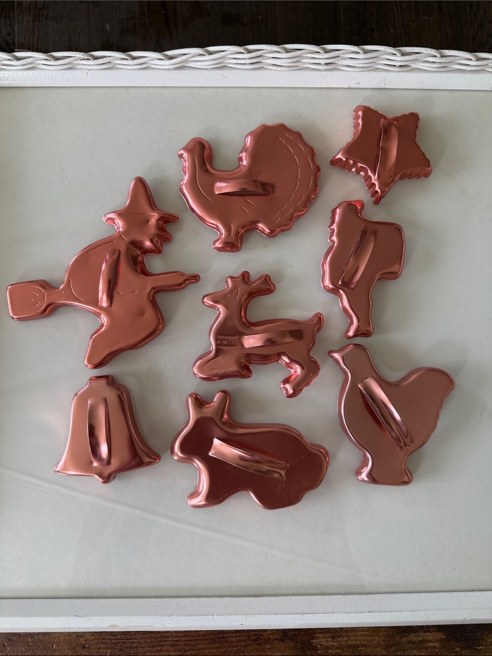 Vintage Copper Tone Aluminum Cookie Cutters Set of 8